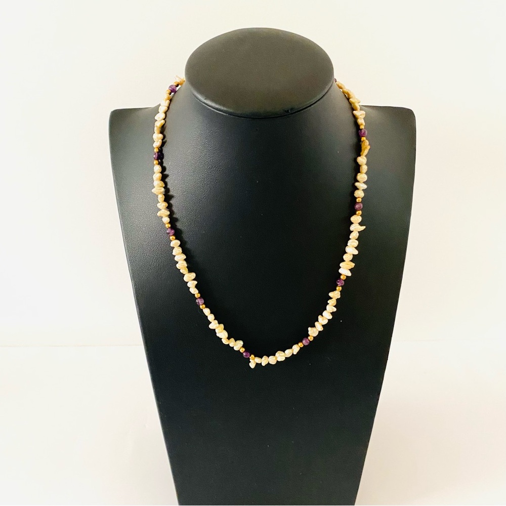 14k Gold Fresh Water Pearls Beaded Necklace.